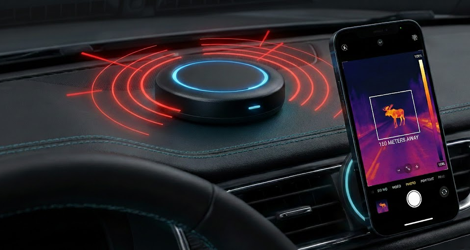 RoadOwl Puck on Dashboard